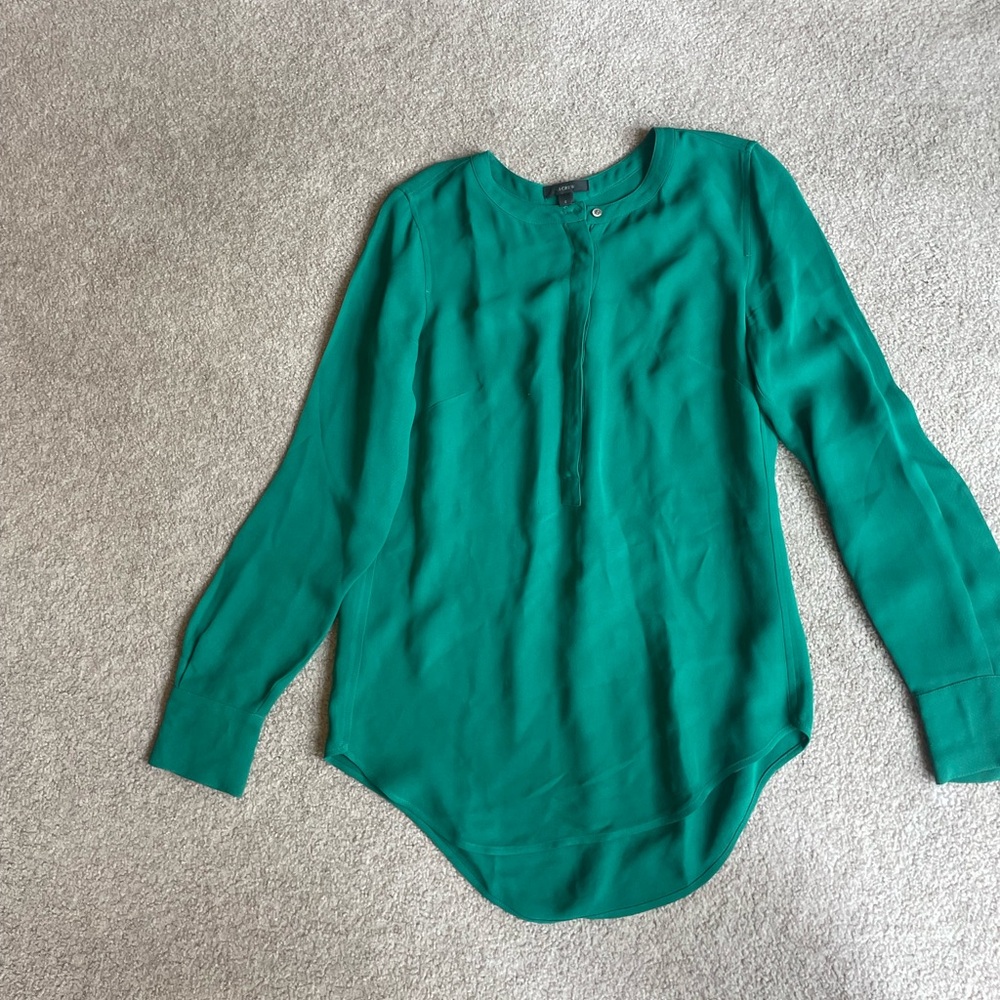 J CREW green blouse